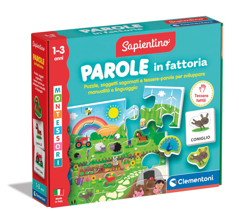 Clementoni - Sapientino Fattoria 1 Year Flashcards, Flashcards for Children, Montessori Game to Learn New Words, in Italian, Made in Italy, 16864, Multi-Colour