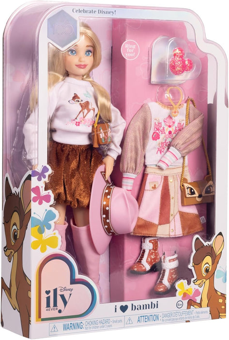 Disney ily 4EVER Fashion Dolls Bambi 30cm/11.5" Tall with 13 Points of Articulation, Two Complete Mix-and-Match Outfits and Glittery Mickey Ring for You For Girls Aged 6+