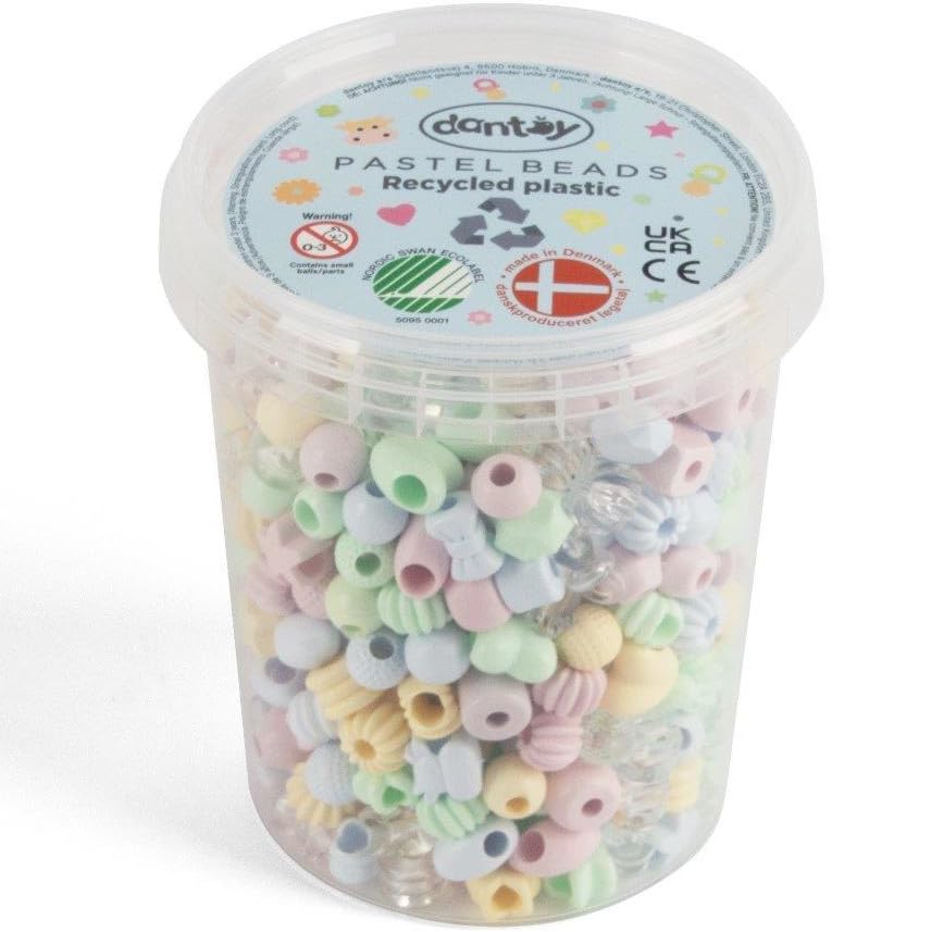 DANTOY 520 Pastel Coloured Craft Beads Recycled Plastic