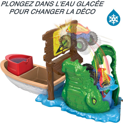 Hot Wheels Monster Trucks Swamp Chomp Playset, Water-Playset with 1 Monster Trucks Color Shifters Truck, Toy for Kids 4 Years Old & Older