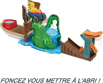 Hot Wheels Monster Trucks Swamp Chomp Playset, Water-Playset with 1 Monster Trucks Color Shifters Truck, Toy for Kids 4 Years Old & Older