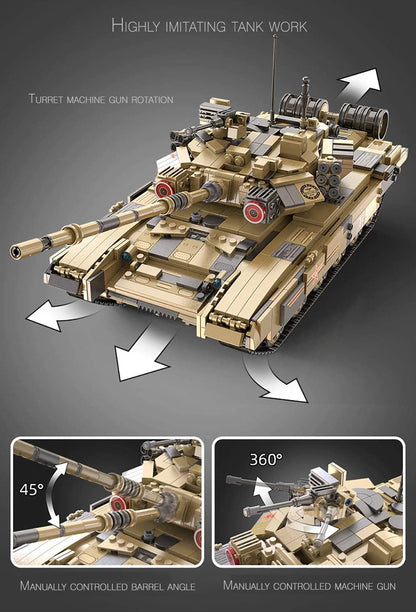 CaDA Russian T-90 Battle Tank 1:21 (45 cm), Sand Colour, 360° Swivel Tower, Upgradeable/Motorisable, 1722 Pieces, C61003W