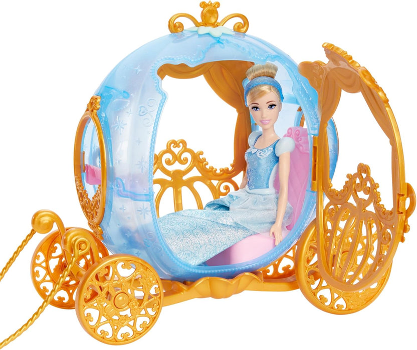 Mattel Disney Princess Cinderella?s Rolling Carriage with Gold Details & White Horse with Brushable Mane & Tail, Inspired by Disney Movie, HYM33