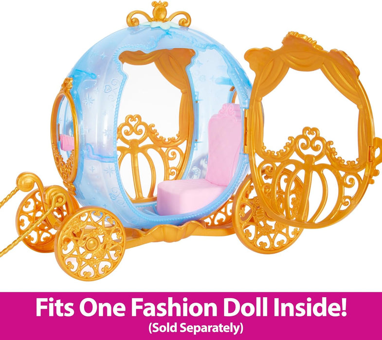 Mattel Disney Princess Cinderella?s Rolling Carriage with Gold Details & White Horse with Brushable Mane & Tail, Inspired by Disney Movie, HYM33