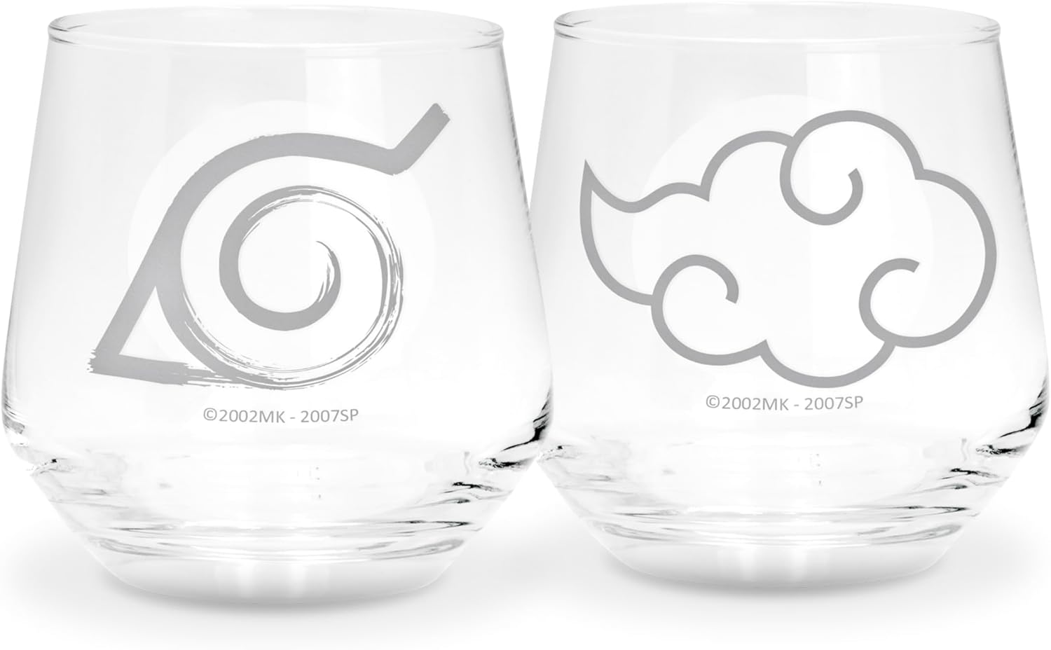 ABYSTYLE Naruto Shippuden Konoha and Akatsuki 10oz Glass Tumbler Set, 2 Piece Anime Manga Drinkware for Home and Kitchen