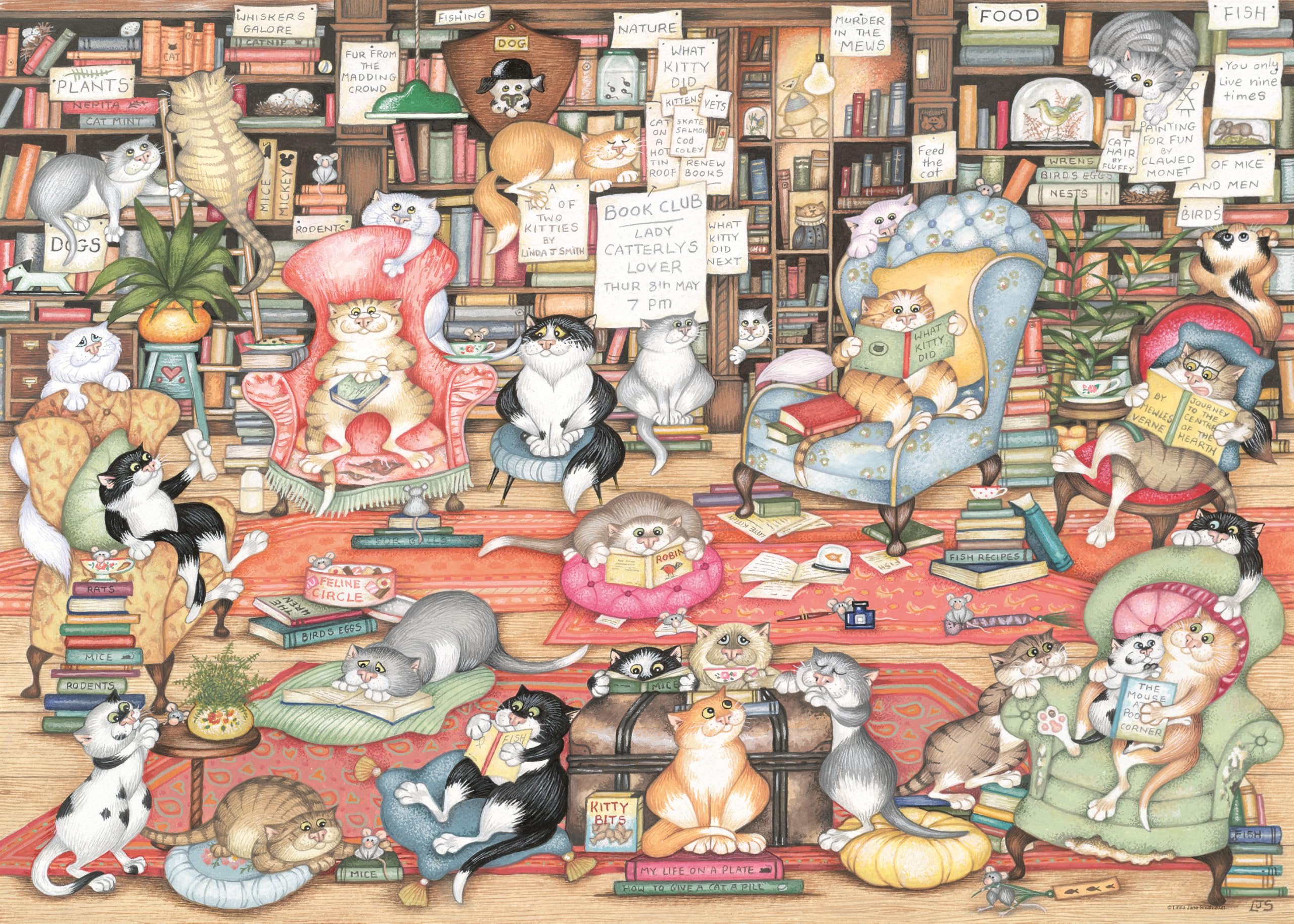 Ravensburger Crazy Cats Bookclub 1000 Piece Jigsaw Puzzles for Adults and Kids Age 12 Years Up - Animals New Design