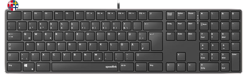 Speedlink - Riva Slim Metal Scissor Keyboard, Black - Nordic Layout