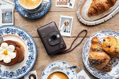 INSTAX mini LiPlay Hybrid instant camera with rear 2.7 inch LCD display screen, Micro SD card slot, USB Type-c charging, Deep Bronze, film sold separately