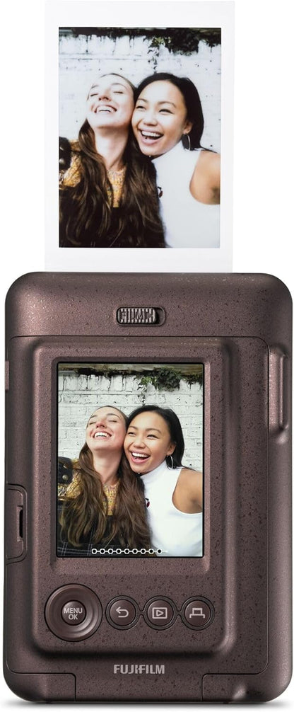 INSTAX mini LiPlay Hybrid instant camera with rear 2.7 inch LCD display screen, Micro SD card slot, USB Type-c charging, Deep Bronze, film sold separately