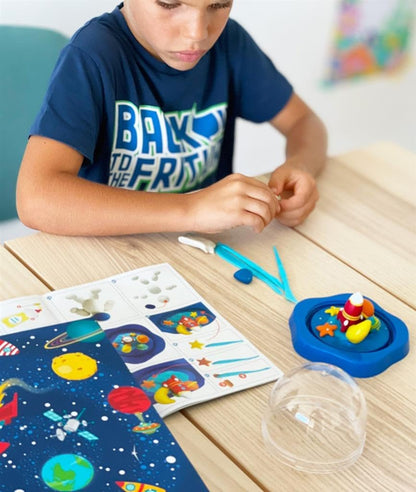 Box Candiy Totally Galaxy raketballonkunstset, 11-delige glitterkamerset, bouw je eigen kunst en handwerk voor kinderen, pedagogisch, vanaf 6 jaar