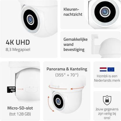 `Hombli - Smart Pan & Tilt Cam 4K, White`