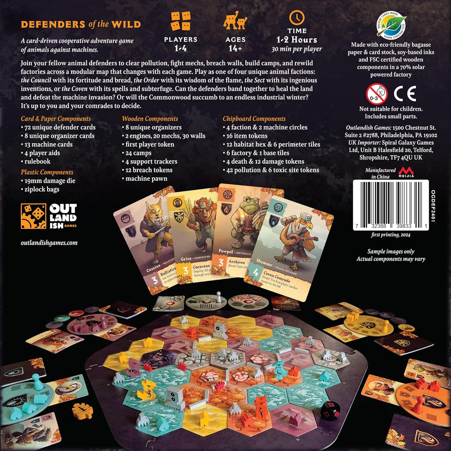 Defenders of The Wild - Fantasy Area Control Board Game, Card Driven Co-Op Game of Animals Against Machines, Age 14+, 1-4 Players