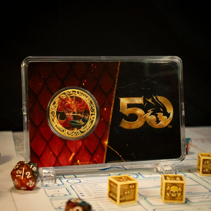 Dungeons & Dragons - Moneta placcata in oro 24 carati per 50° anniversario con stampa a colori