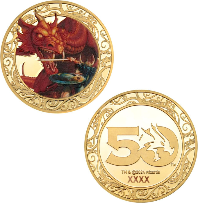 Dungeons & Dragons - Moneta placcata in oro 24 carati per 50° anniversario con stampa a colori
