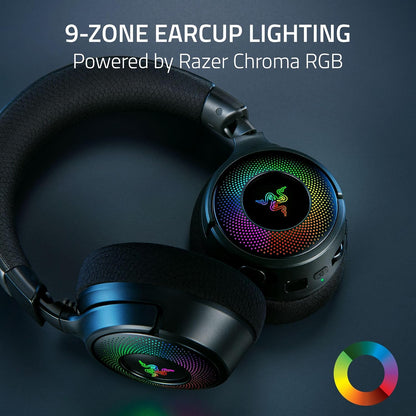 Razer Kraken V4 - Wireless Gaming Headset (3 Modes Connectivity, TriForce 40mm Drivers, 9-Zone RGB Earcup Lighting, Mix & Volume adjustments, THX Spatial Audio) Black