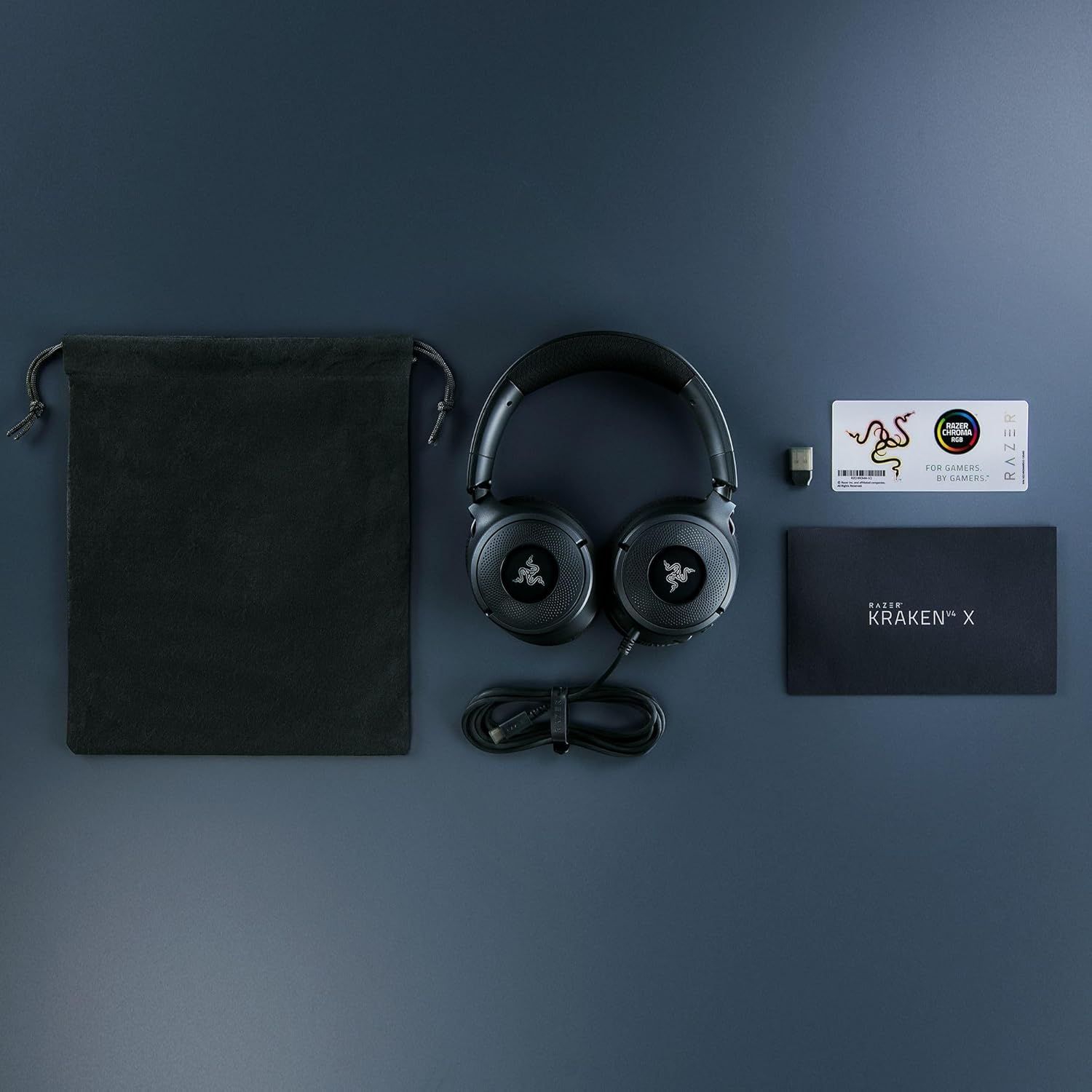 Razer Kraken V4 X - Wired PC Gaming Headset (TriForce 40mm Drivers, Retractable Cardioid Mic, 7.1 Surround Sound, Chroma RGB, for PC - console & phones via USB-C) Black