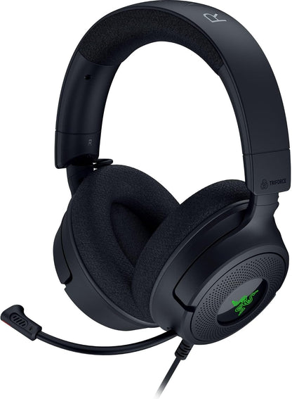 Razer Kraken V4 X - Wired PC Gaming Headset (TriForce 40mm Drivers, Retractable Cardioid Mic, 7.1 Surround Sound, Chroma RGB, for PC - console & phones via USB-C) Black