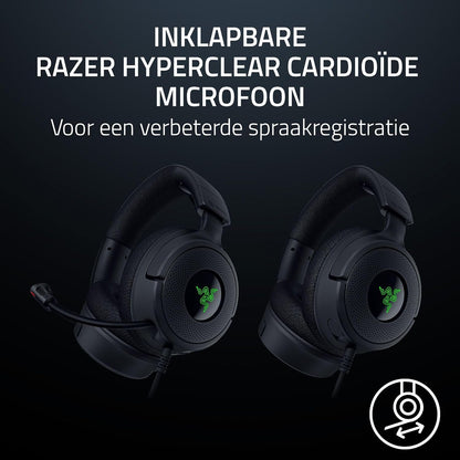 Razer Kraken V4 X - Wired PC Gaming Headset (TriForce 40mm Drivers, Retractable Cardioid Mic, 7.1 Surround Sound, Chroma RGB, for PC - console & phones via USB-C) Black