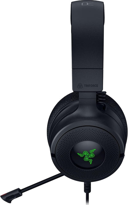 Razer Kraken V4 X - Wired PC Gaming Headset (TriForce 40mm Drivers, Retractable Cardioid Mic, 7.1 Surround Sound, Chroma RGB, for PC - console & phones via USB-C) Black