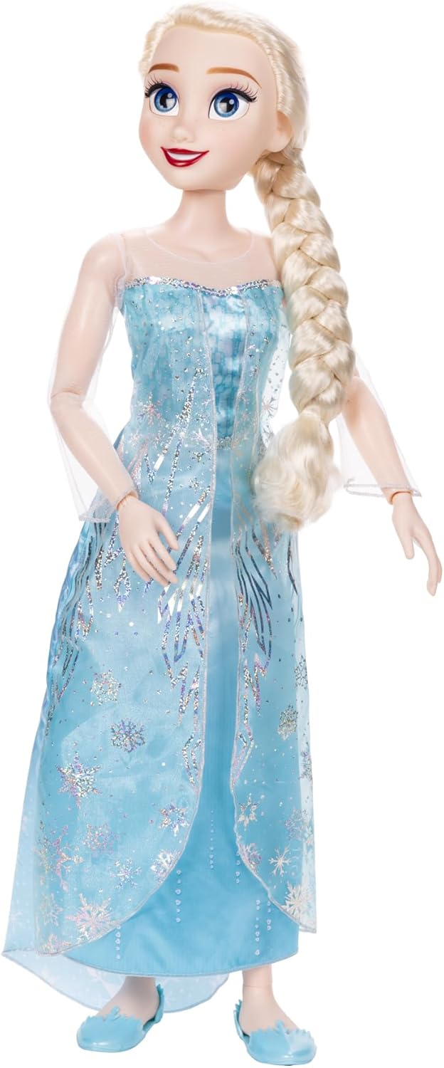Disney Frozen Playdate Elsa Doll 32"/ 81cm by Jakks Pacific, Fully Poseable Princess Doll with 11 Points of Articulation, Includes Hairbrush and Popout Accessories
