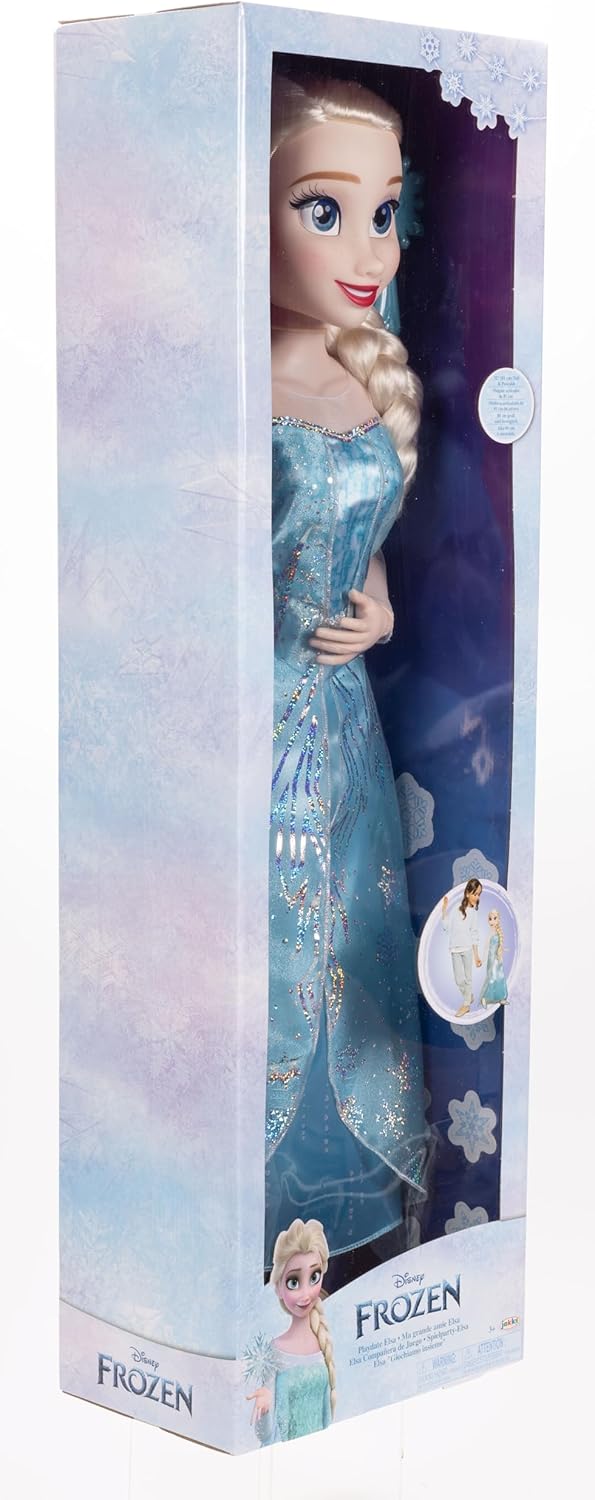 Disney Frozen Playdate Elsa Doll 32"/ 81cm by Jakks Pacific, Fully Poseable Princess Doll with 11 Points of Articulation, Includes Hairbrush and Popout Accessories
