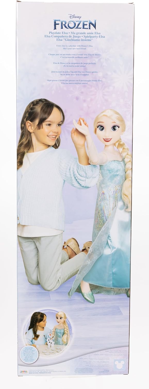 Disney Frozen Playdate Elsa Doll 32"/ 81cm by Jakks Pacific, Fully Poseable Princess Doll with 11 Points of Articulation, Includes Hairbrush and Popout Accessories