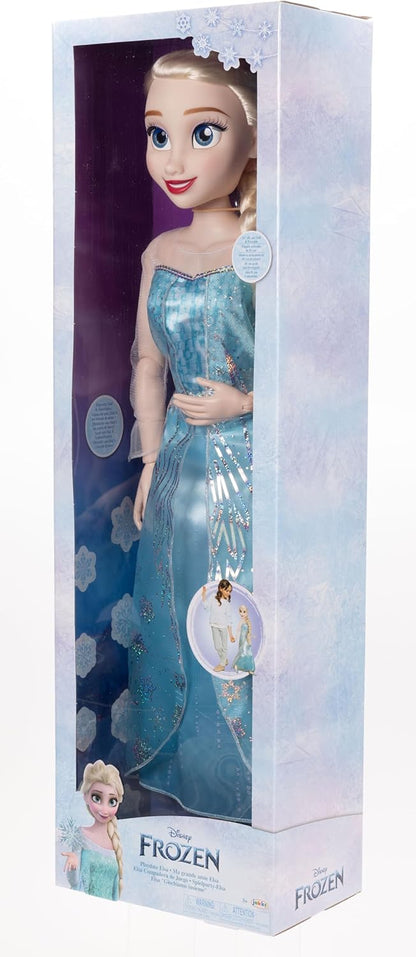 Disney Frozen Playdate Elsa Doll 32"/ 81cm by Jakks Pacific, Fully Poseable Princess Doll with 11 Points of Articulation, Includes Hairbrush and Popout Accessories