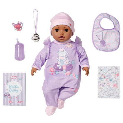 Baby Annabell Active Leah 706640-43cm Doll with Soft Cuddly Body and Realistic Features & Sounds - Includes Clothing & Accessories - Require 3 AAA Batteries (Not Included) - For Kids From 3+ Years
