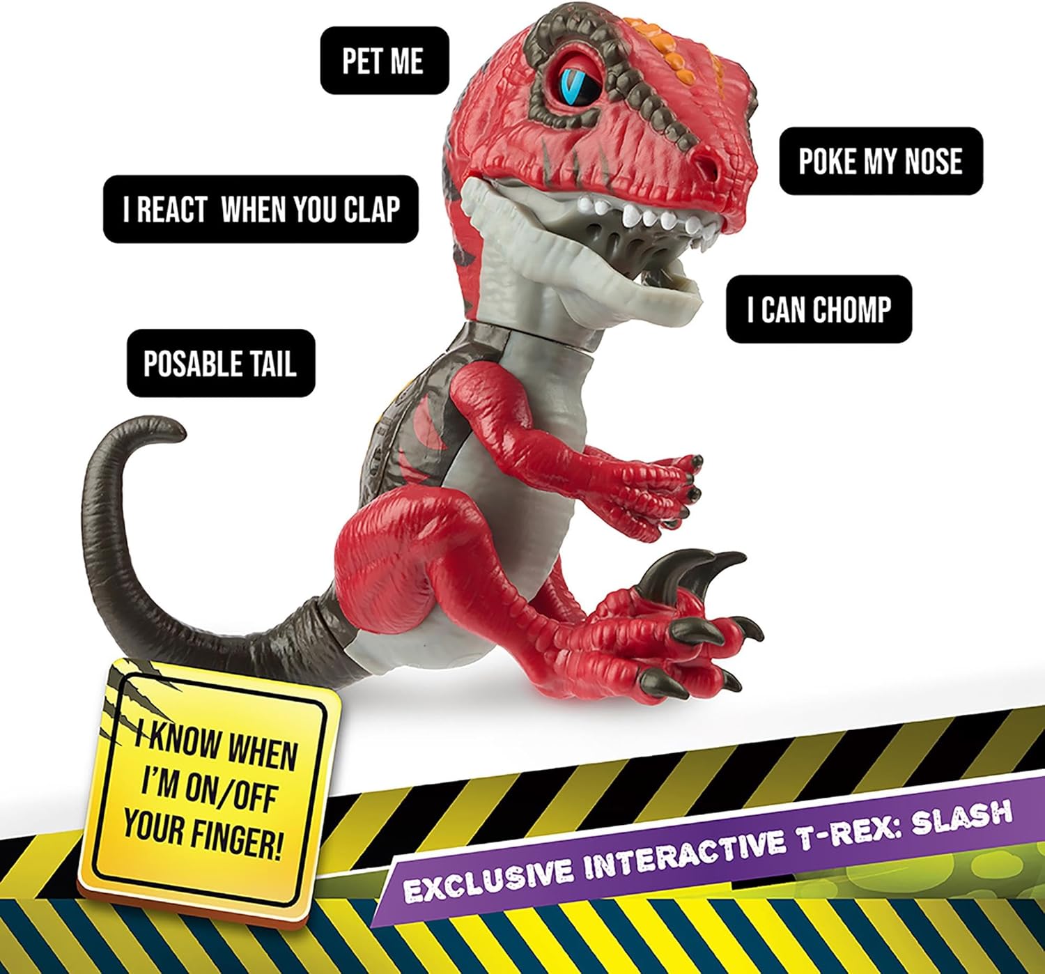 Untamed Roaring Dinos Interactive Raptor, Slash (Red), 40+ Sounds and Reactions, Dinosaur Responds to Touch (Ages 5+