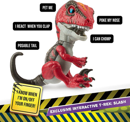 Untamed Roaring Dinos Interactive Raptor, Slash (Red), 40+ Sounds and Reactions, Dinosaur Responds to Touch (Ages 5+