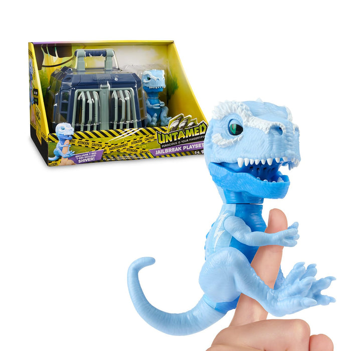 Untamed Jailbreak Playset with 1 Exclusive Interactive T-Rex, Shiver (Light Blue), Dinosaur Cage and Carrying Case (Ages 5+