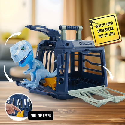 Untamed Jailbreak Playset with 1 Exclusive Interactive T-Rex, Shiver (Light Blue), Dinosaur Cage and Carrying Case (Ages 5+