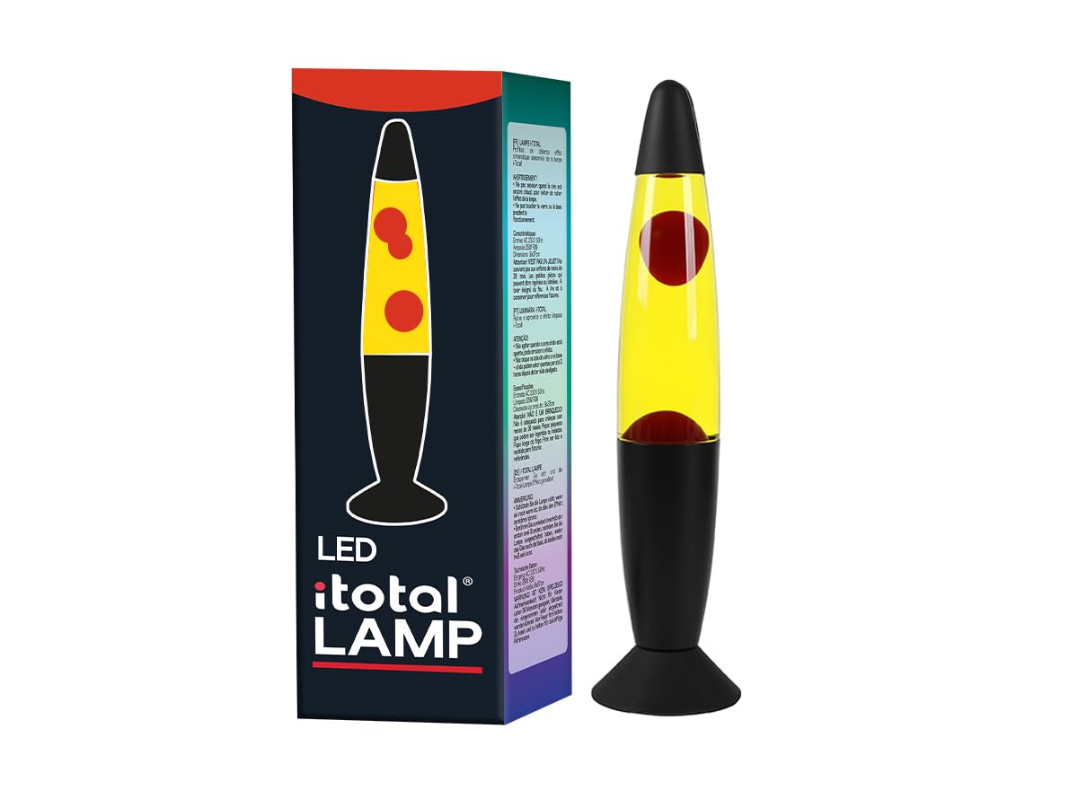 Itotal - Led Lava Lamp - Red Light, White Wax, Black Base (1270398)