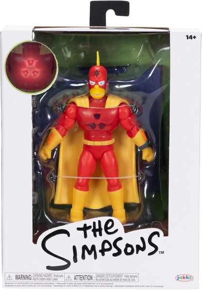 The Simpsons 12.7cm Premium Radioactive Man Collectable Action Figure by JAKKS Pacific, Articulated Action Figure with Light Up Chest, Collector's Display Packaging