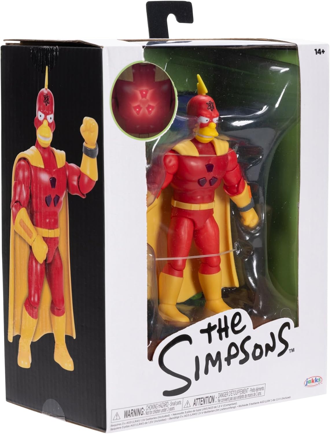 The Simpsons 12.7cm Premium Radioactive Man Collectable Action Figure by JAKKS Pacific, Articulated Action Figure with Light Up Chest, Collector's Display Packaging