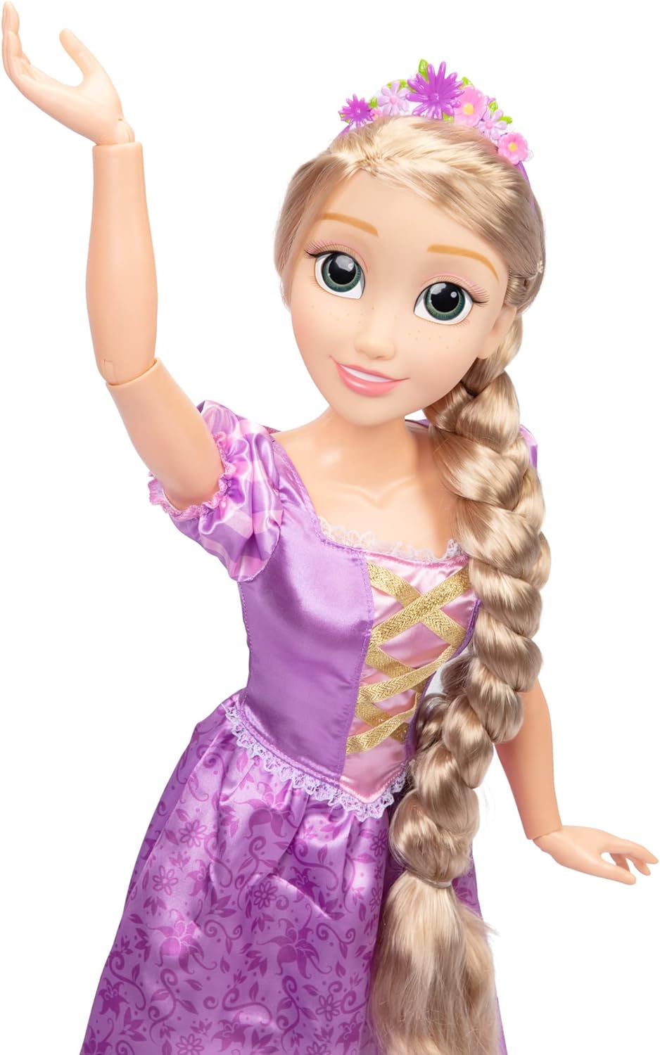 Disney Princess Rapunzel Doll Playdate 32” / 81 cm Tall & Poseable, My Size Articulated Doll in Purple Dress, Comes with Brush to Comb Her Long Golden Hair, Flower Garland Hairband & Hair Pins Rapunzel 2022