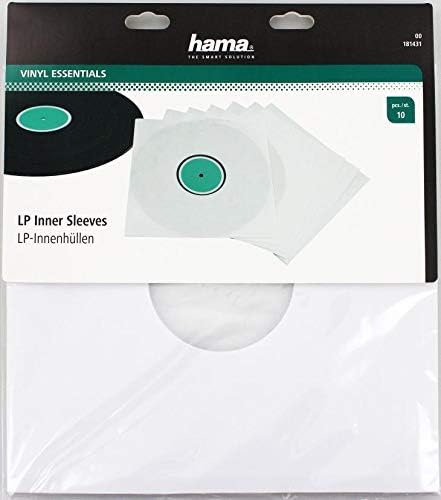Hama Binnenhoezen voor vinylplaten, 10 stuks (met transparant kijkvenster) vinyl LP-hoes, beschermhoes