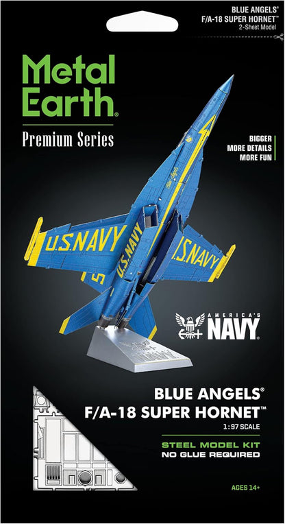 Blue Angels F/A-18 Super Hornet: Metal Earth 3D Laser Cut Miniature plane Kit