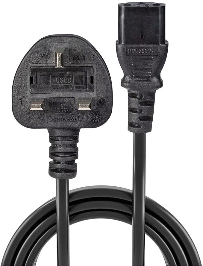 LINDY 10m UK Mains 3 Pin Plug to IEC C13 Power Cable