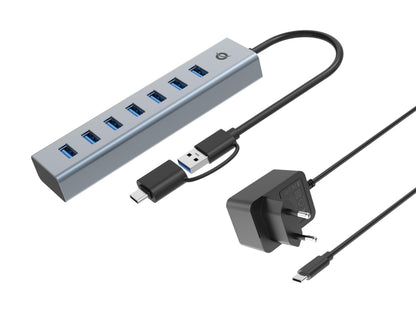 7-Port Usb 3.0 Hub With Power Adapt