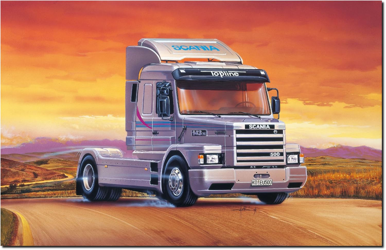 Italeri Scania T143 M500 Top Line 0736 1:24-Modellino da costruzione, modellismo, fai da te, hobby, colla, kit di plastica, dettagli, multicolore, Colore modellato, 736