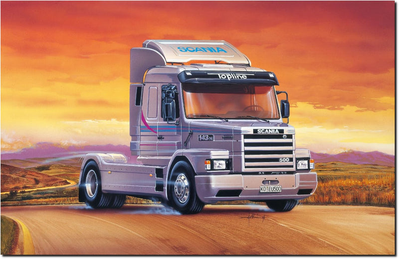Italeri Scania T143 M500 Top Line 0736 1:24-Modellino da costruzione, modellismo, fai da te, hobby, colla, kit di plastica, dettagli, multicolore, Colore modellato, 736