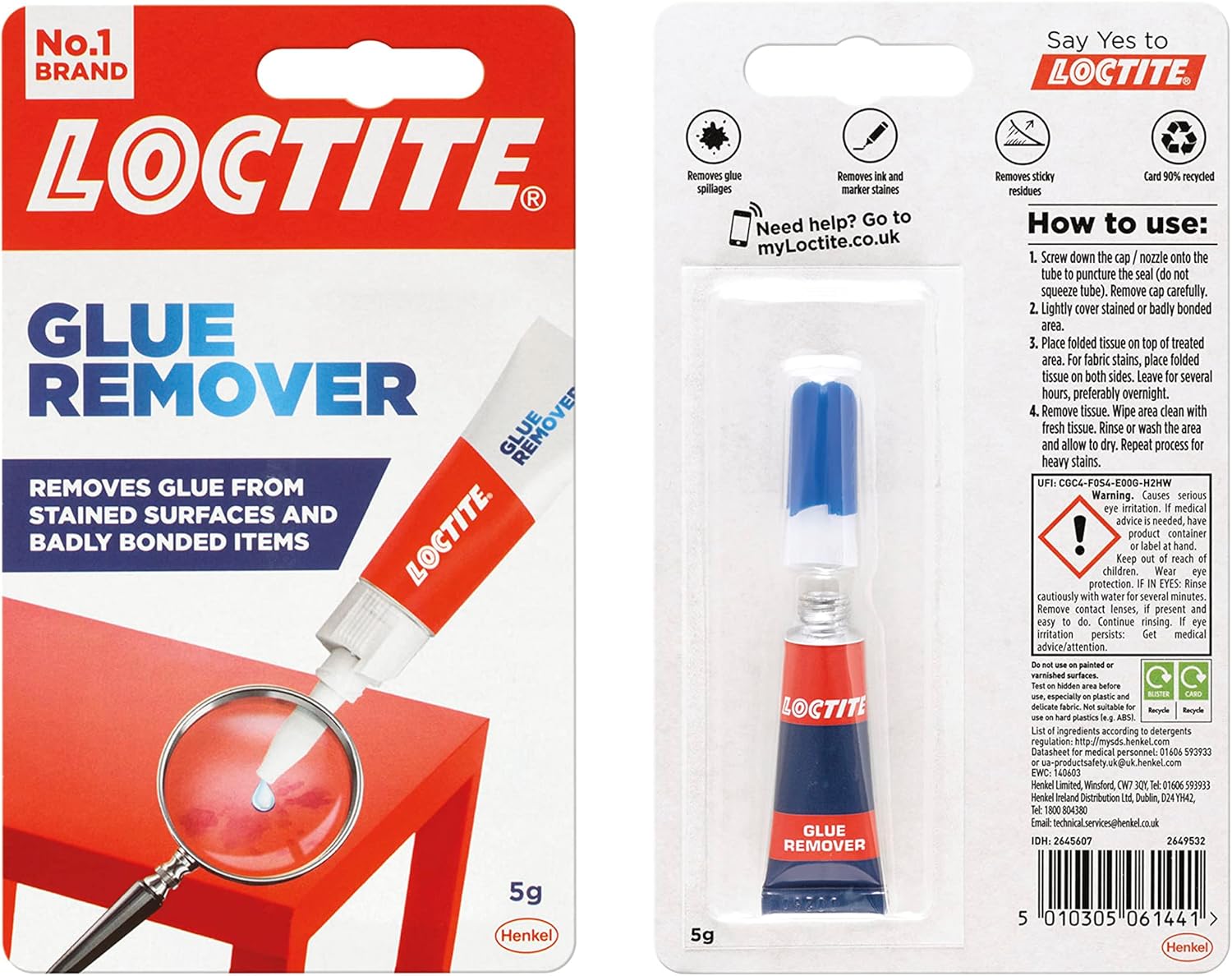 Loctite Glue Remover, Effective Adhesive Remover for Correcting Badly Bonded Items, Practical Sticker Remover for a Range of Surfaces, 1 x 5g Loctite Remover