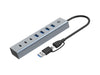 Conceptronic 7-Port USB 3.0 Hub, USB-C x 3, USB-A x 4, 5Gbps, Compatible with Laptops, Desktops, Peripherals, Gadgets