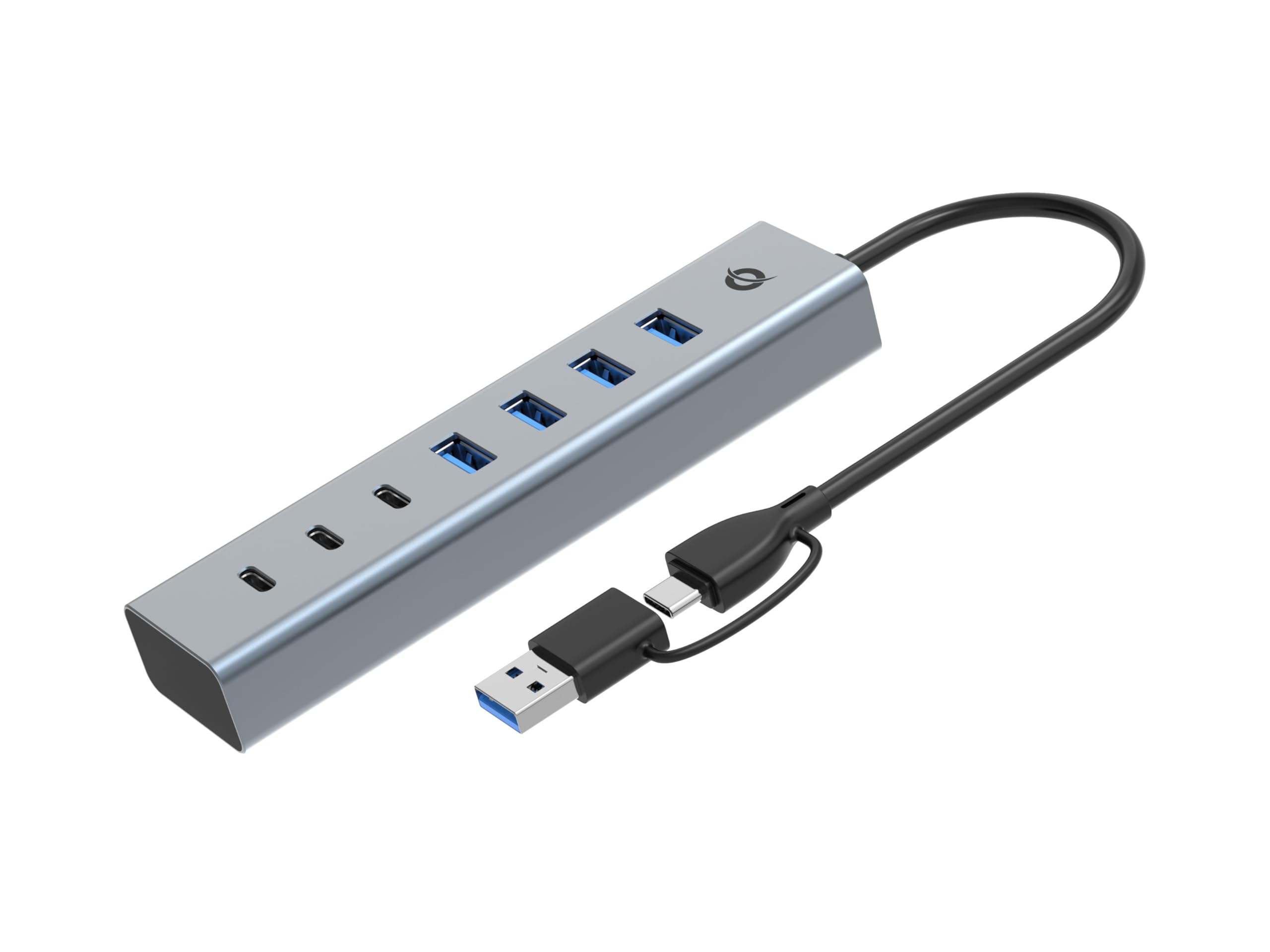 Conceptronic 7-Port USB 3.0 Hub, USB-C x 3, USB-A x 4, 5Gbps, Compatible with Laptops, Desktops, Peripherals, Gadgets