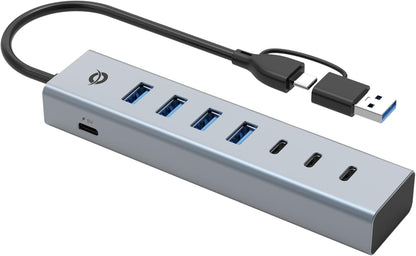 Conceptronic 7-Port USB 3.0 Hub, USB-C x 3, USB-A x 4, 5Gbps, Compatible with Laptops, Desktops, Peripherals, Gadgets