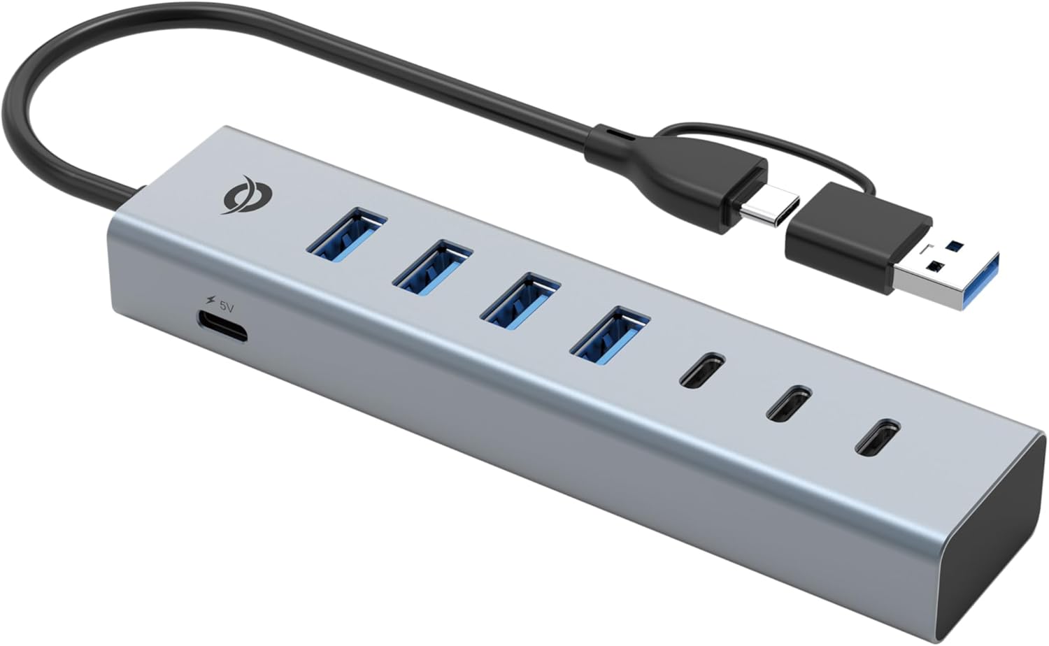 Conceptronic HUBBIES20GP 7-Port USB 3.0 Hub with Power Adapter, 5Gbps, USB-C x 3, USB-A x 4