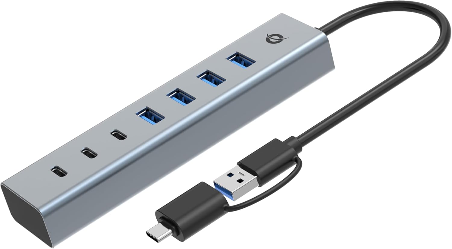 Conceptronic HUBBIES20GP 7-Port USB 3.0 Hub with Power Adapter, 5Gbps, USB-C x 3, USB-A x 4