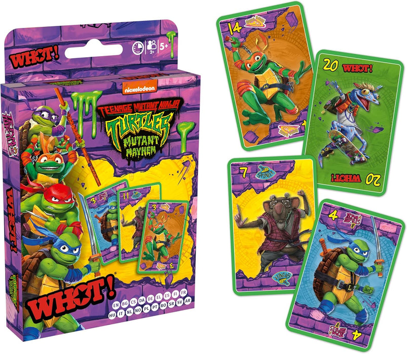 Waddingtons Number 1 Teenage Mutant Ninja Turtles WHOT!, Kartenspiel, abwechselnd passende Formen, Zahlen und Charaktere einschließlich Raph Donnie und Mikey Tolles Geschenk und Spielzeug für Jungen
