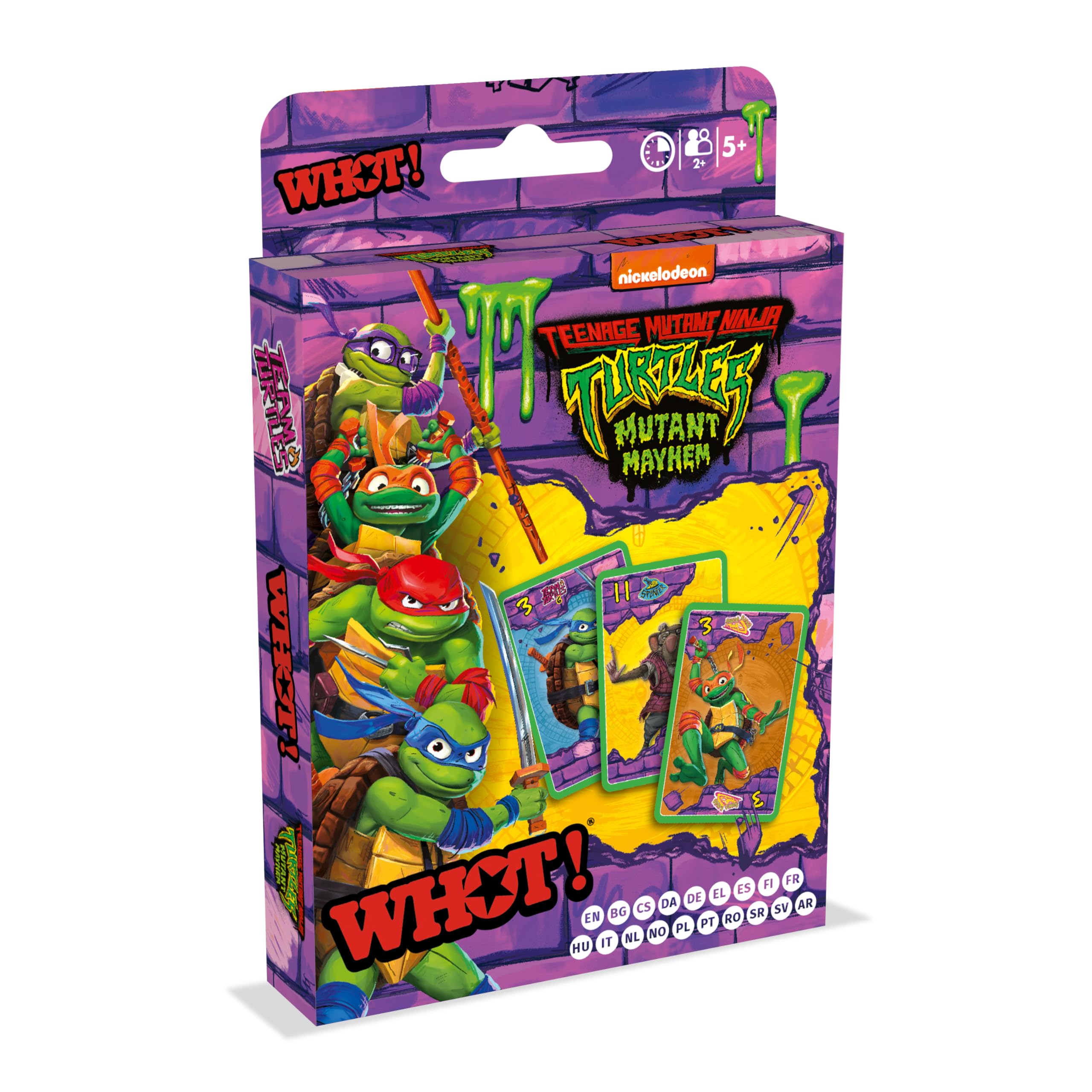 Waddingtons Number 1 Teenage Mutant Ninja Turtles WHOT!, Kartenspiel, abwechselnd passende Formen, Zahlen und Charaktere einschließlich Raph Donnie und Mikey Tolles Geschenk und Spielzeug für Jungen